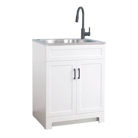 glacier bay stainless steel sink and laundry cabinet|small laundry sink with cabinet.